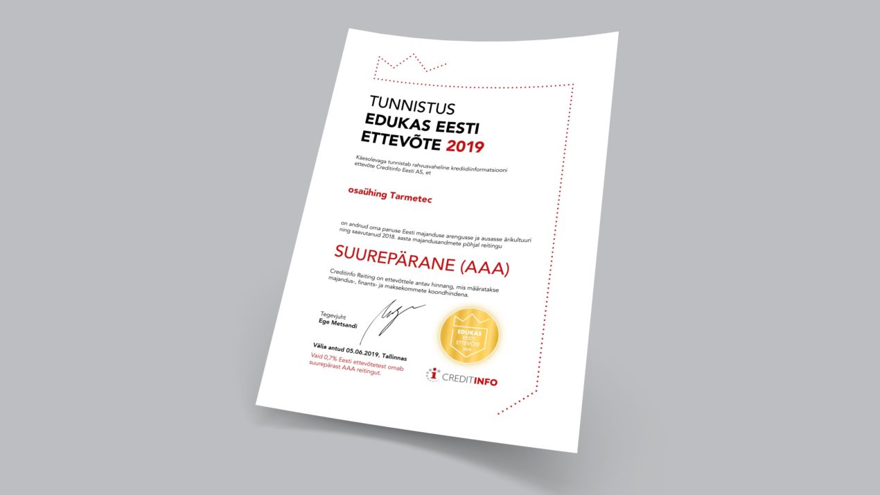 Metec on AAA krediidireitinguga ettevõte