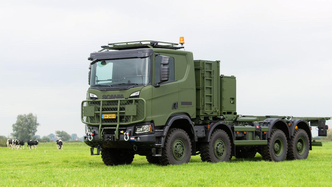 Scania Gryphus with front protection system